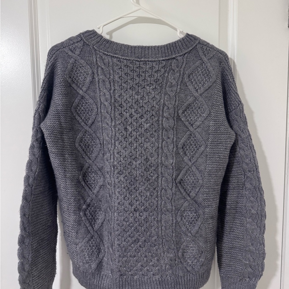J. Crew Heather Gray Cable Knit Sweater - Picture 2 of 4